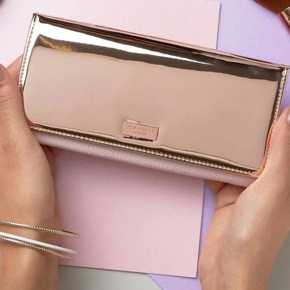 Ted Baker London Mirrored Rose Gold and Pink Wallet / Clutch - Picture 1 of 11